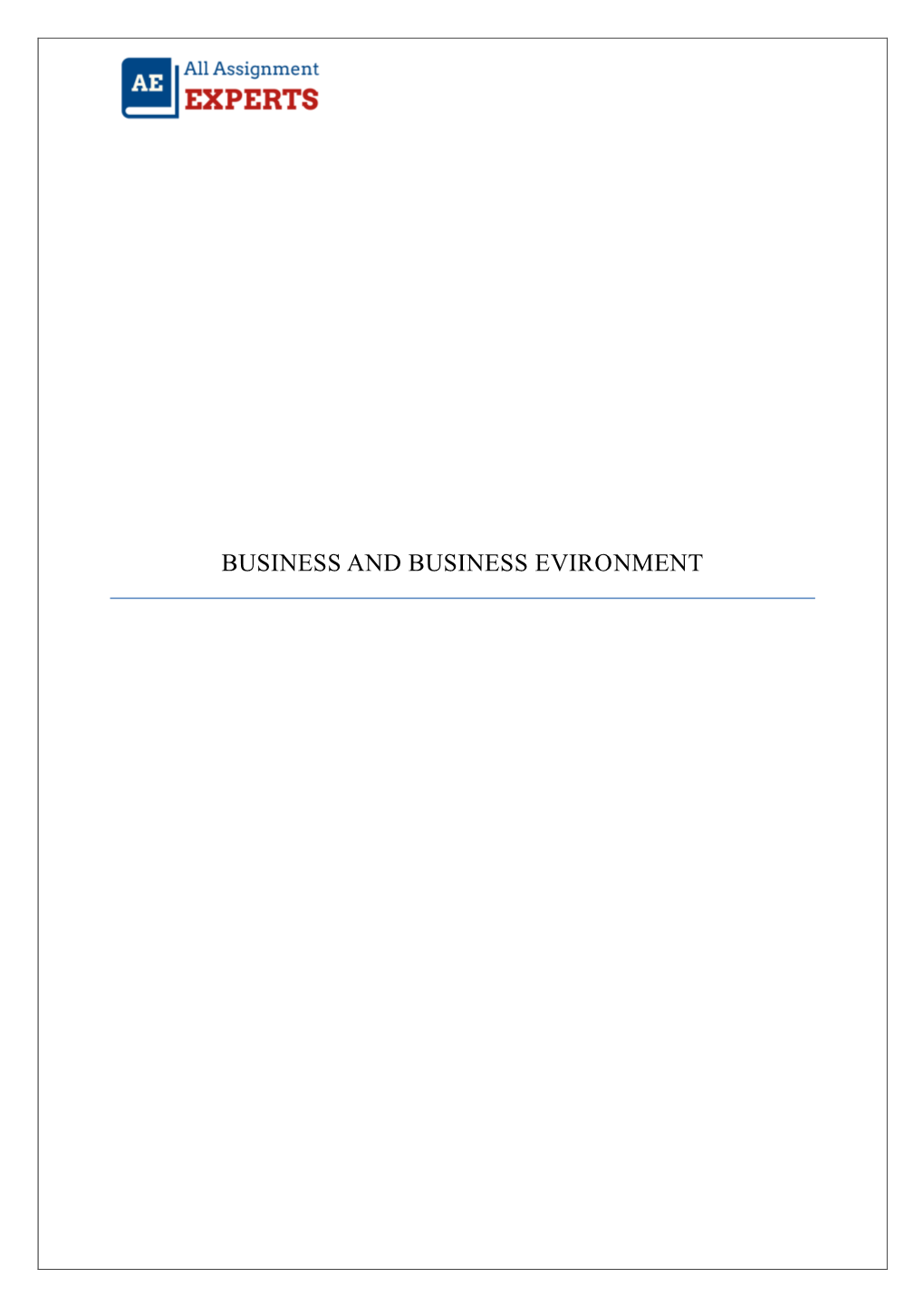Business and Business Evironment