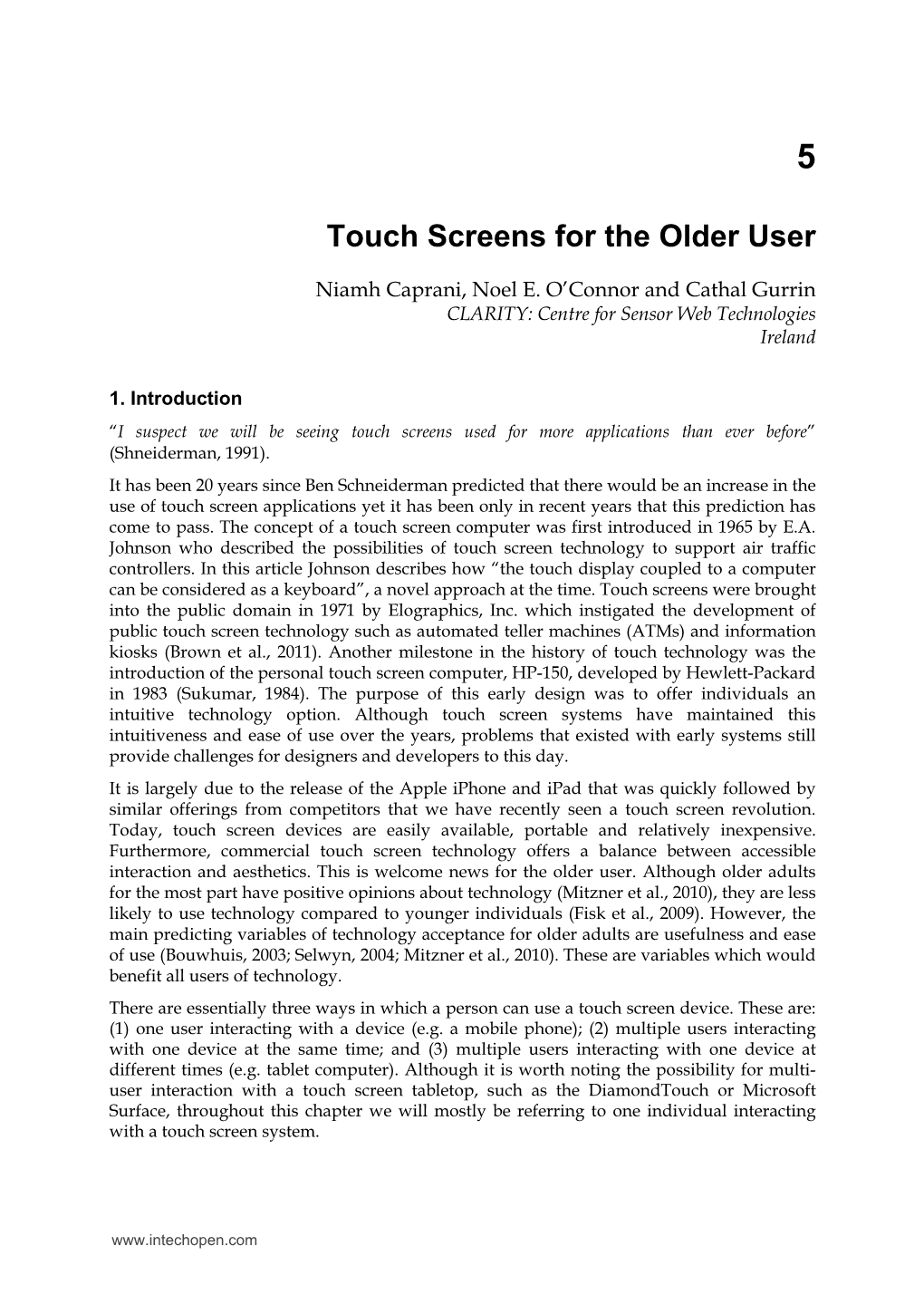 Touch Screens for the Older User