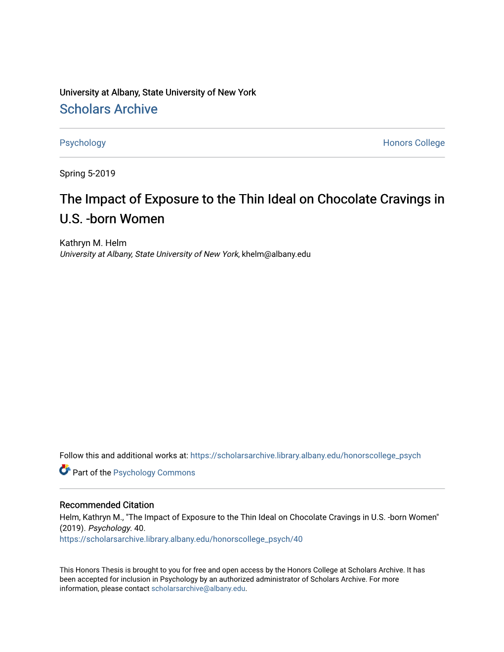 The Impact of Exposure to the Thin Ideal on Chocolate Cravings in US