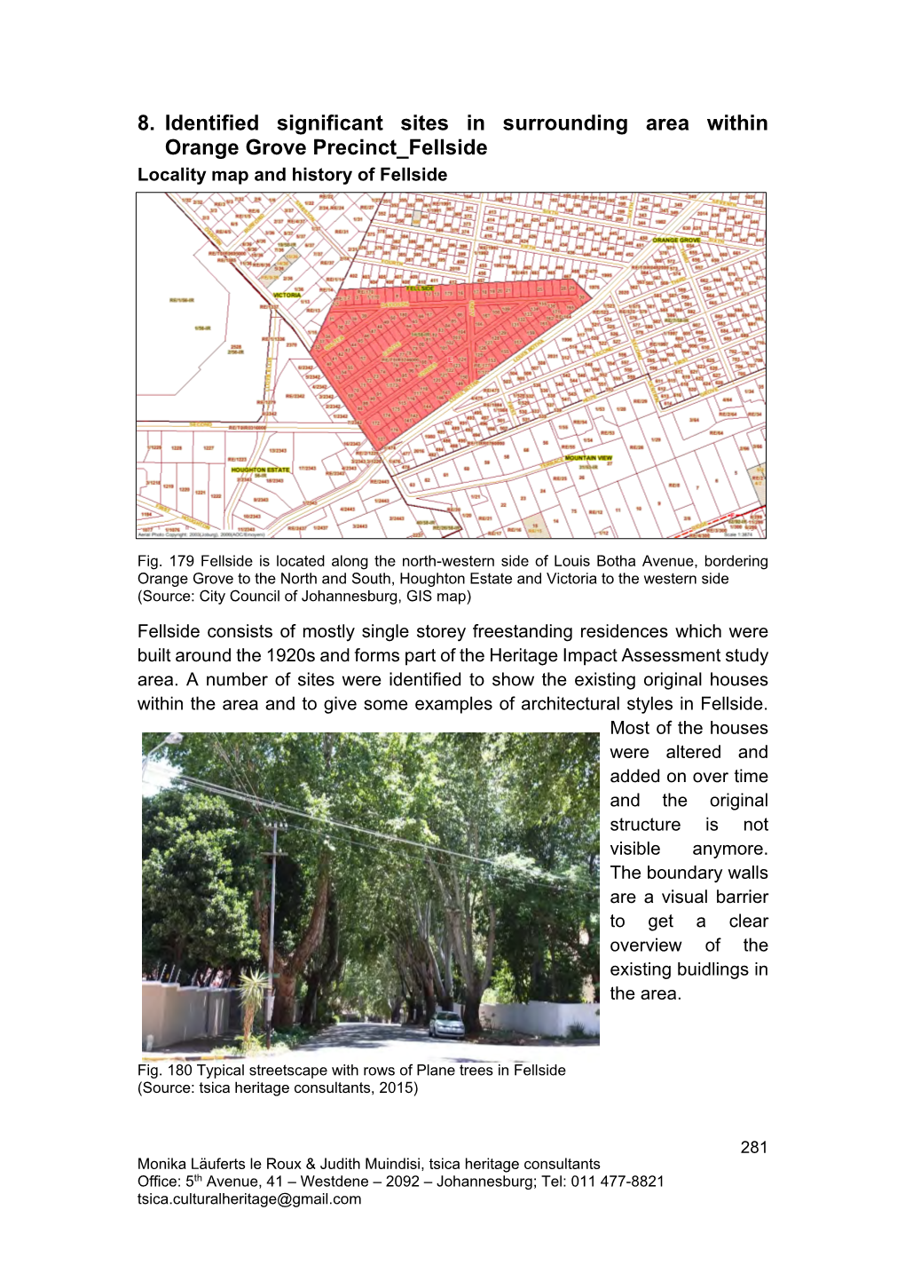 8. Identified Significant Sites in Surrounding Area Within Orange Grove Precinct Fellside Locality Map and History of Fellside