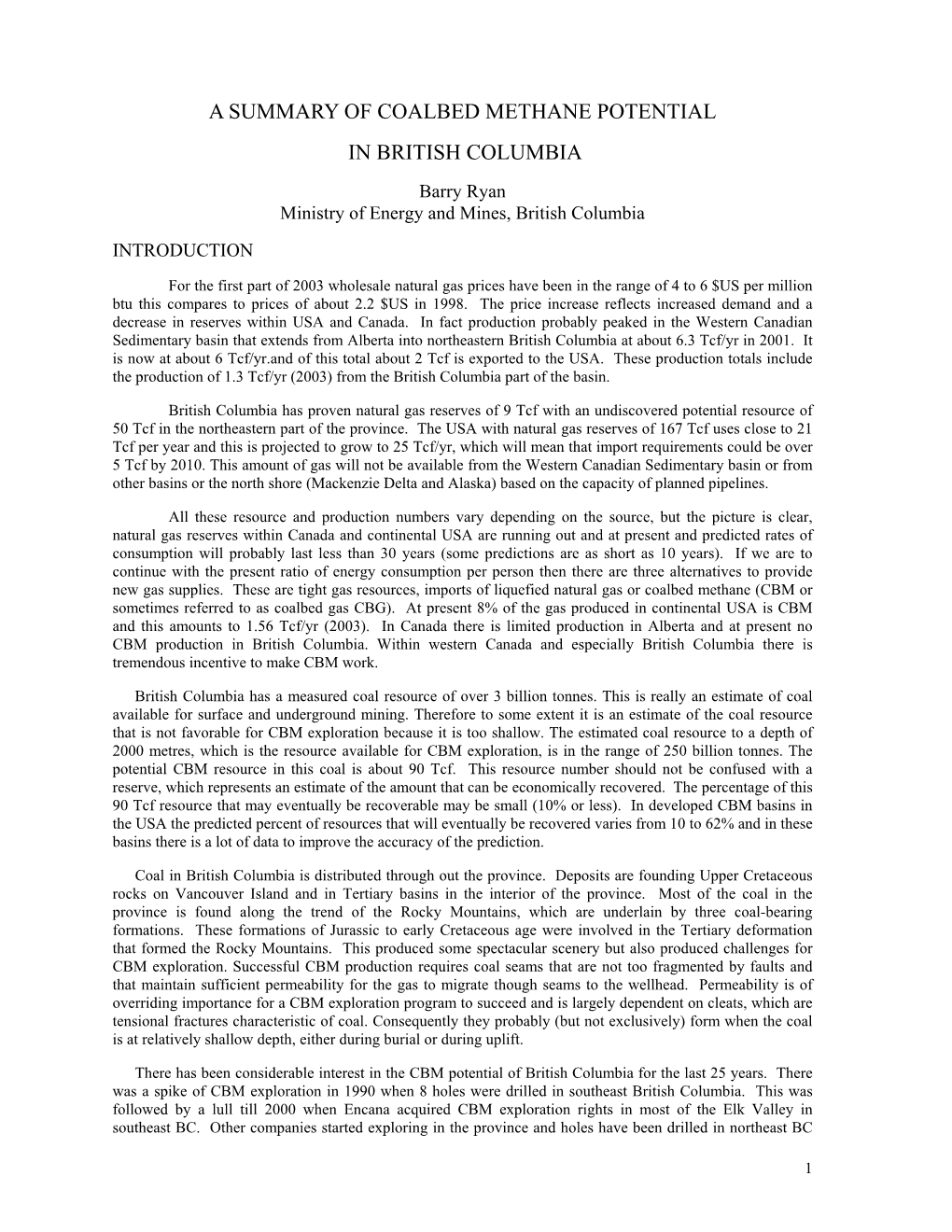 Coal Bed Methane (Cbm) Definition