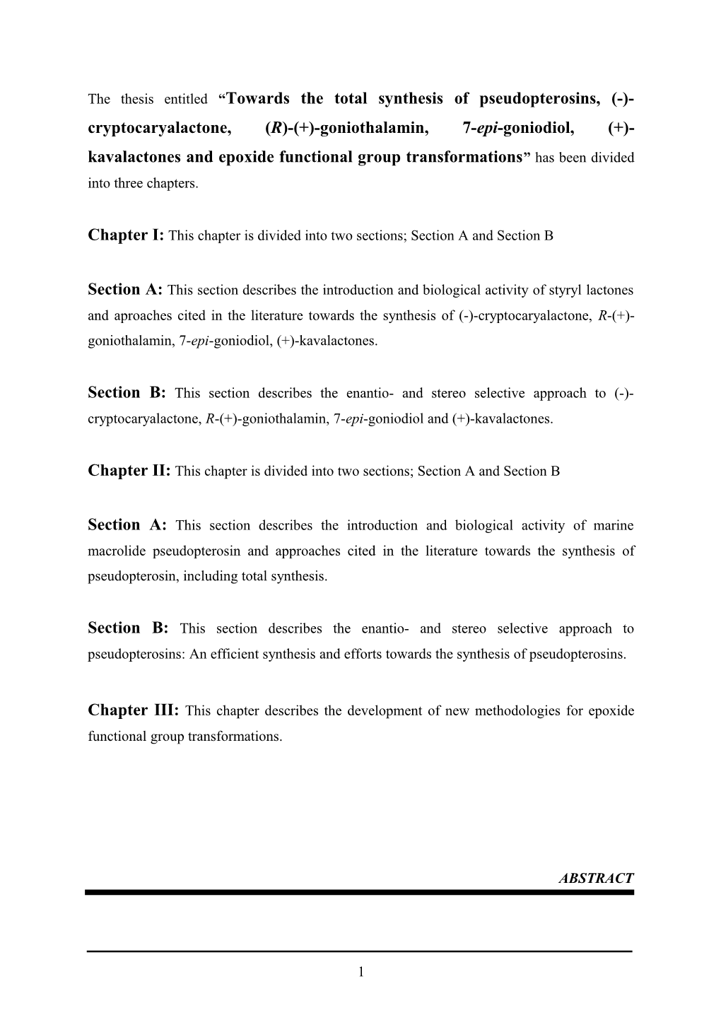 Chapter I: This Chapter Is Divided Into Two Sections; Section a and Section B