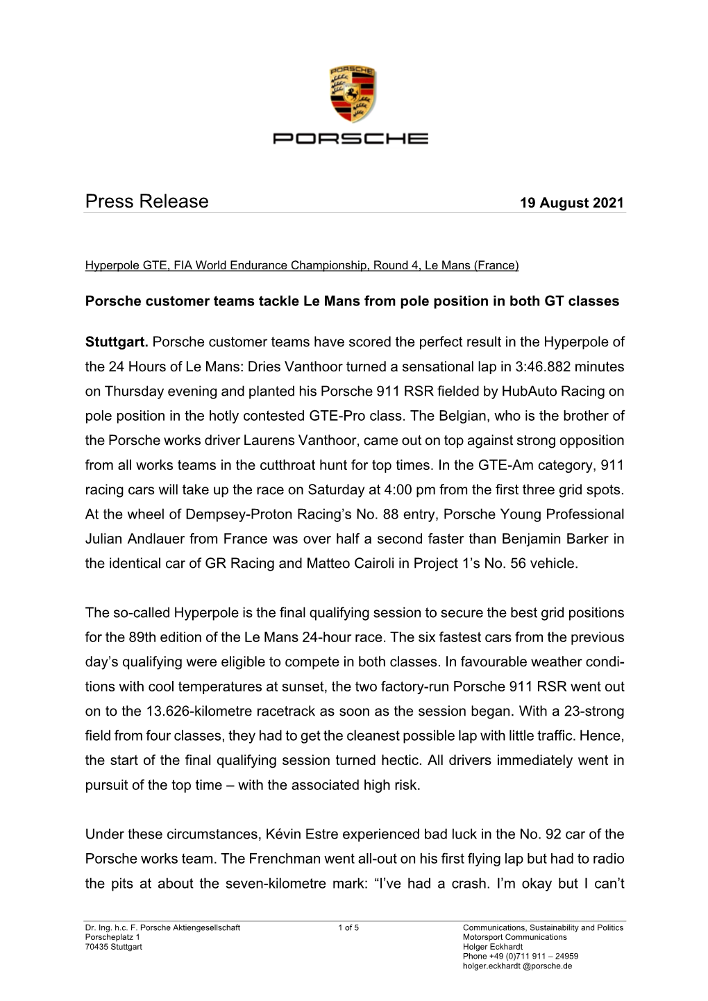 Press Release 19 August 2021