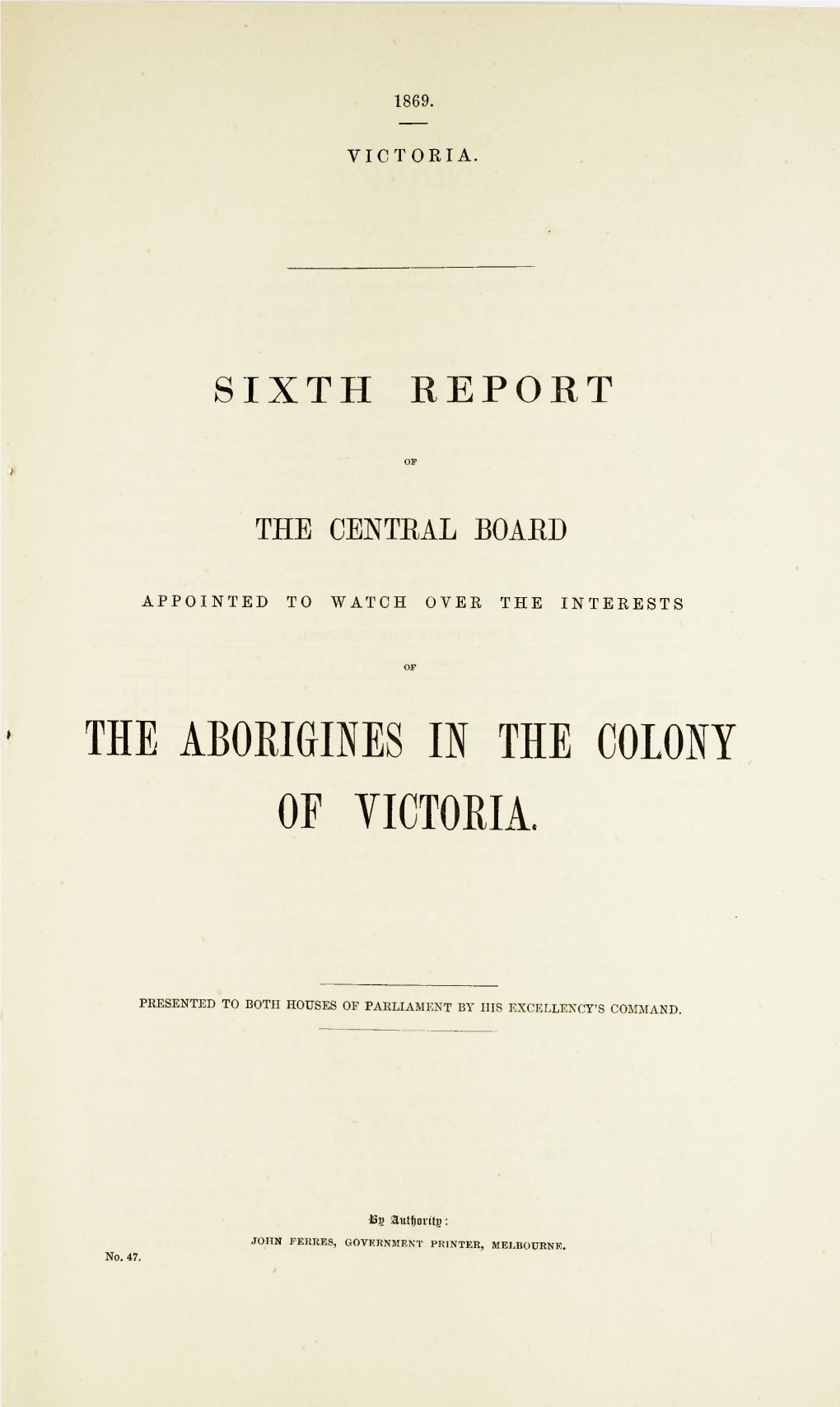 Protection of Aborigines Report 06 1869