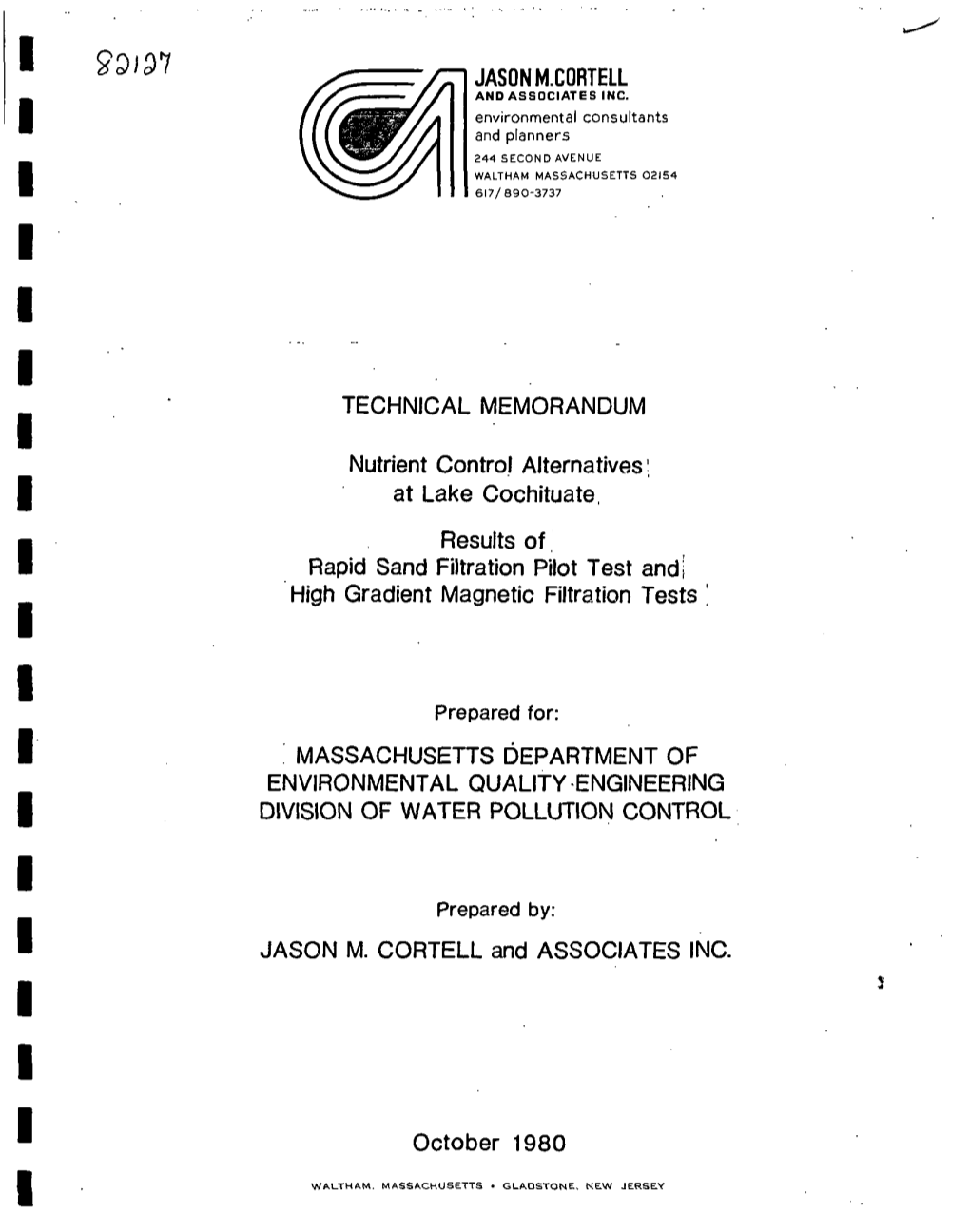 Technical Memorandum Nutrient Control