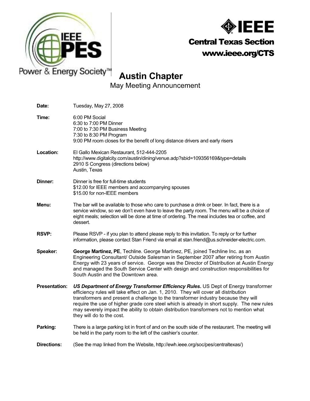 IEEE Meeting Announcement