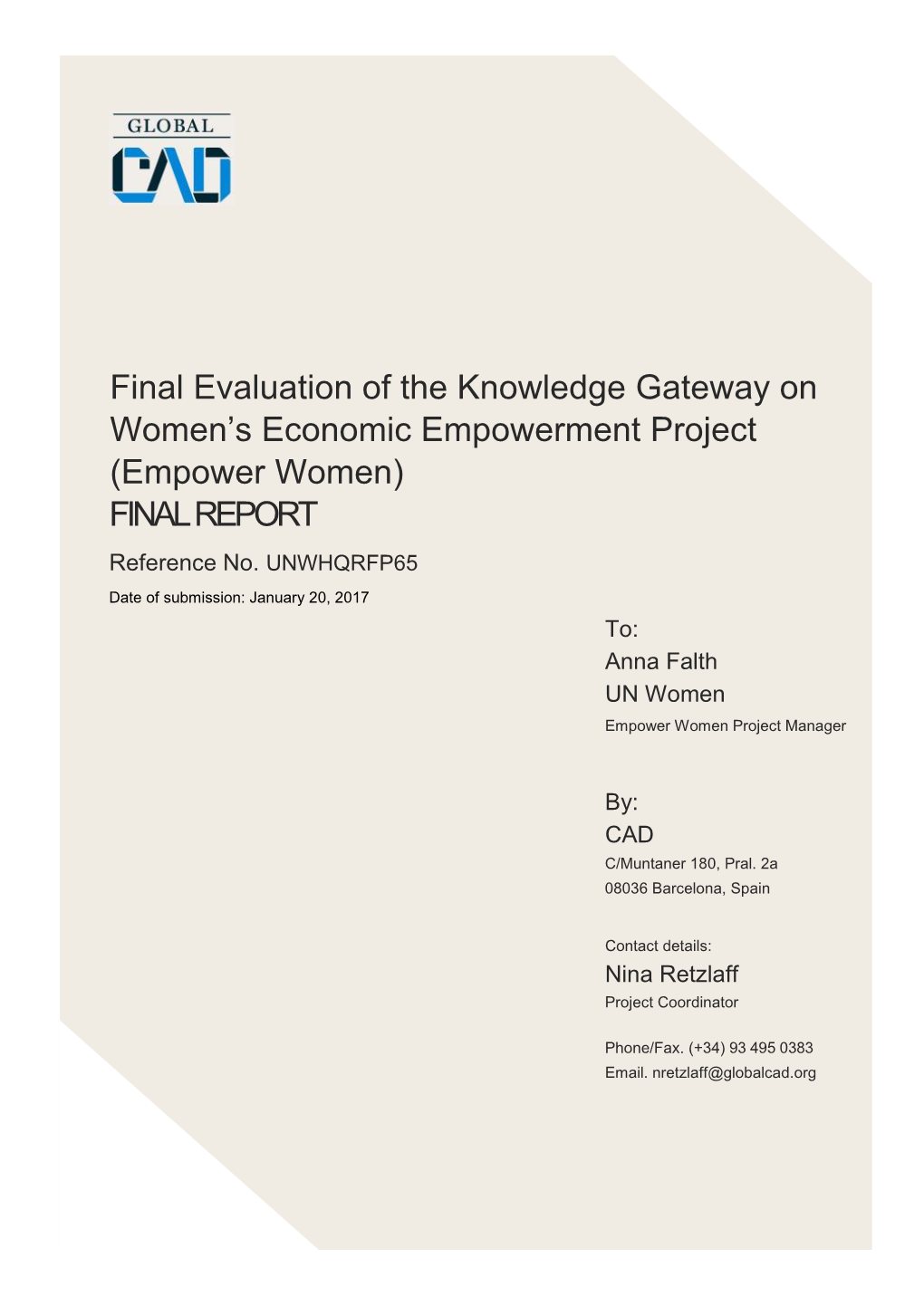 Final Evaluation of the Knowledge Gateway on Women's Economic