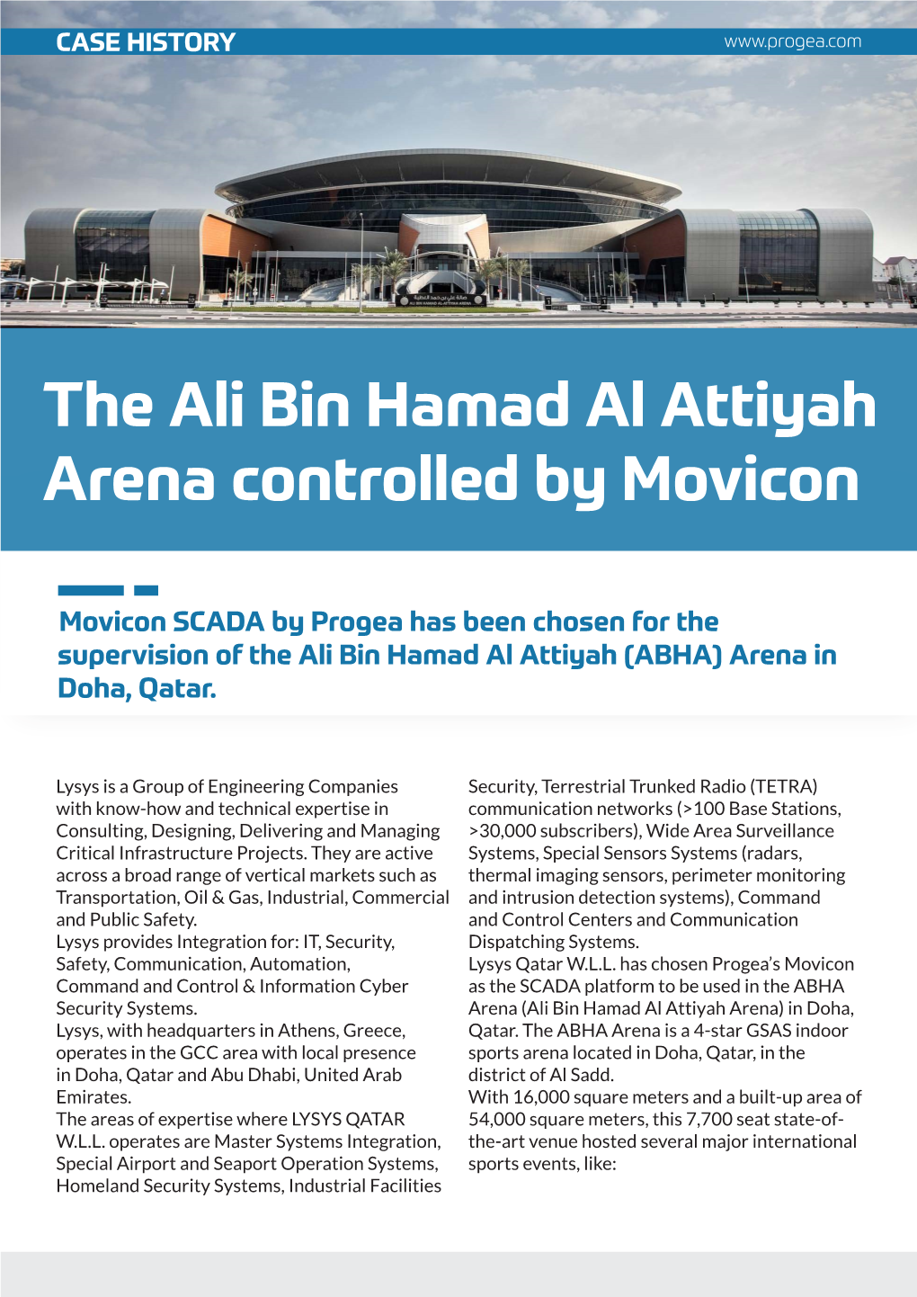 The Ali Bin Hamad Al Attiyah Arena Controlled by Movicon