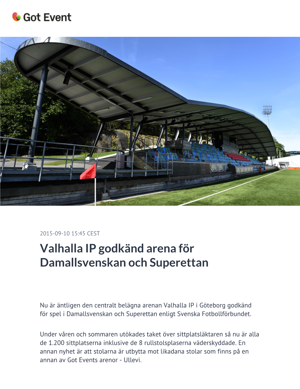​​Valhalla IP Godkänd Arena För Damallsvenskan Och Superettan