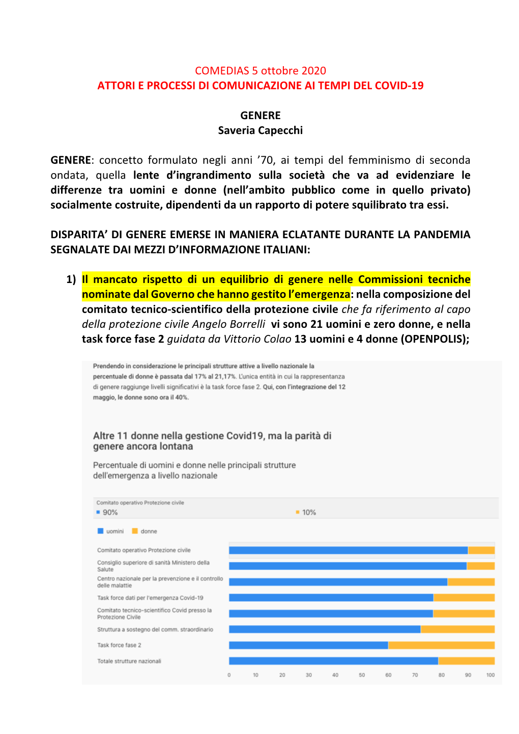 COMEDIAS 5 Ottobre 2020 ATTORI E PROCESSI DI COMUNICAZIONE AI TEMPI DEL COVID-19