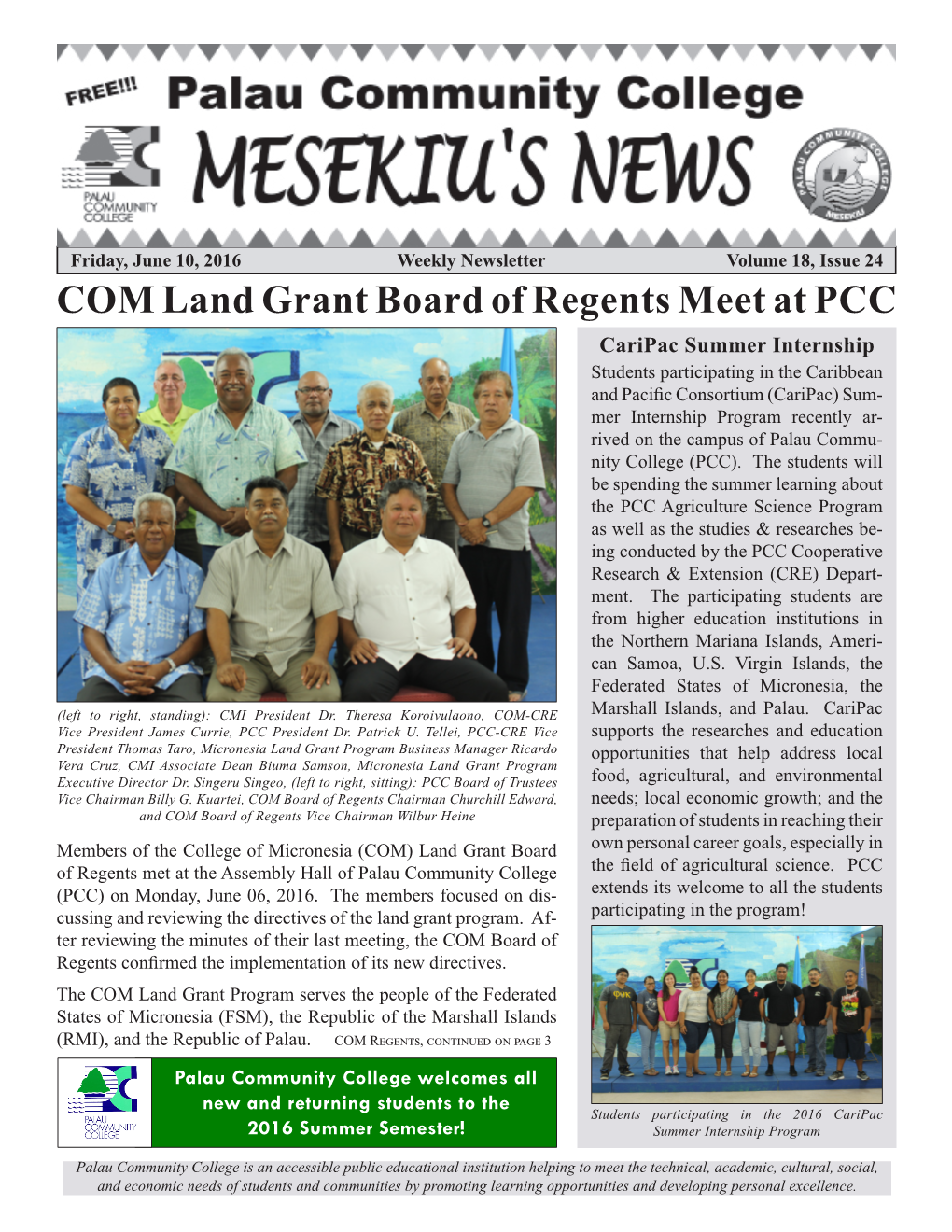 COM Land Grant Board of Regents Meet At