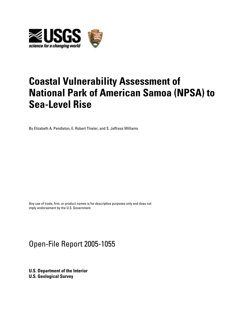 Coastal Vulnerability Assessment of National Park of American Samoa (NPSA) to Sea-Level Rise