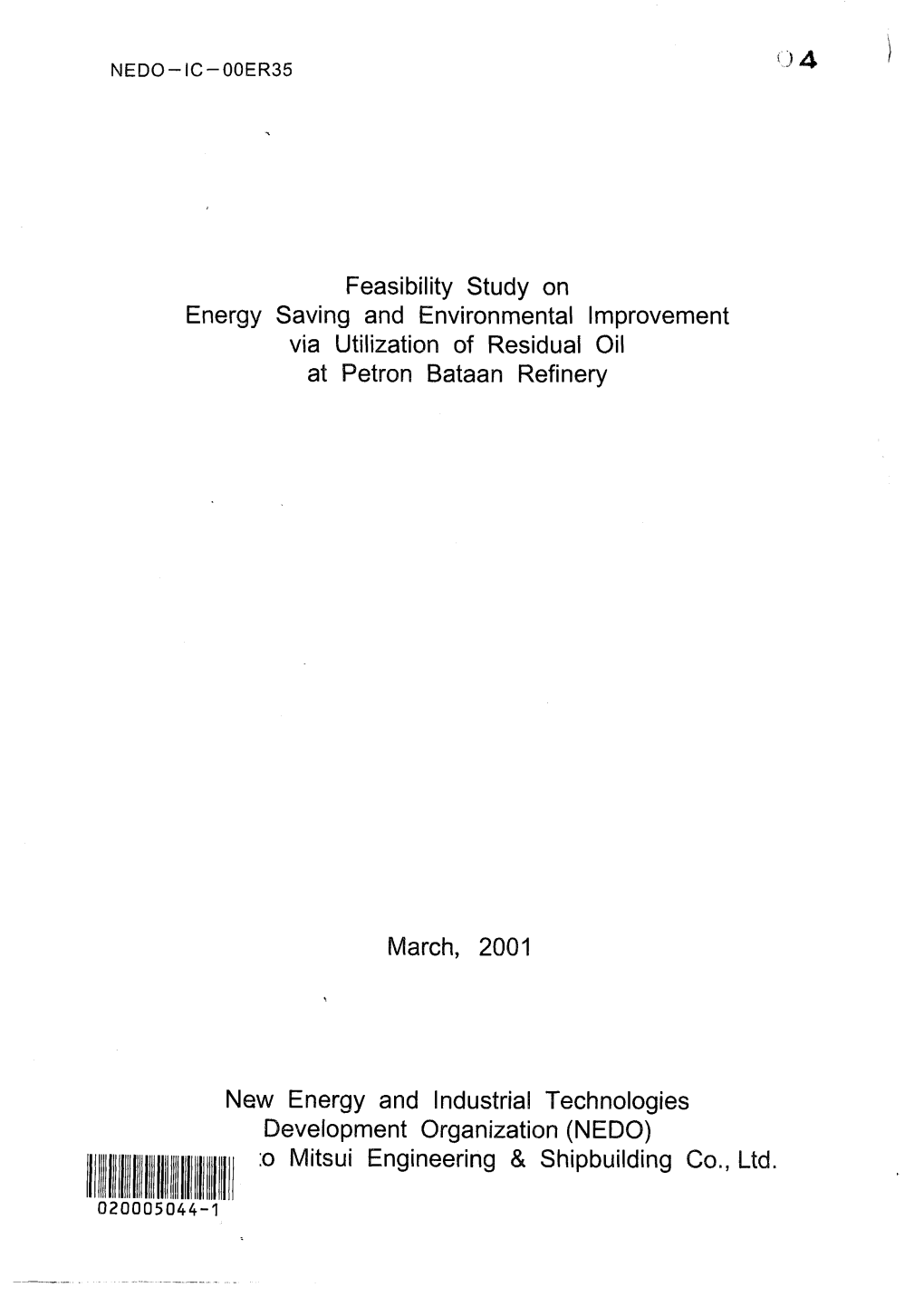 Feasibility Study on Energy Saving and Environmental Improvement Via Utilization of Residual Oil at Petron Bataan Refinery