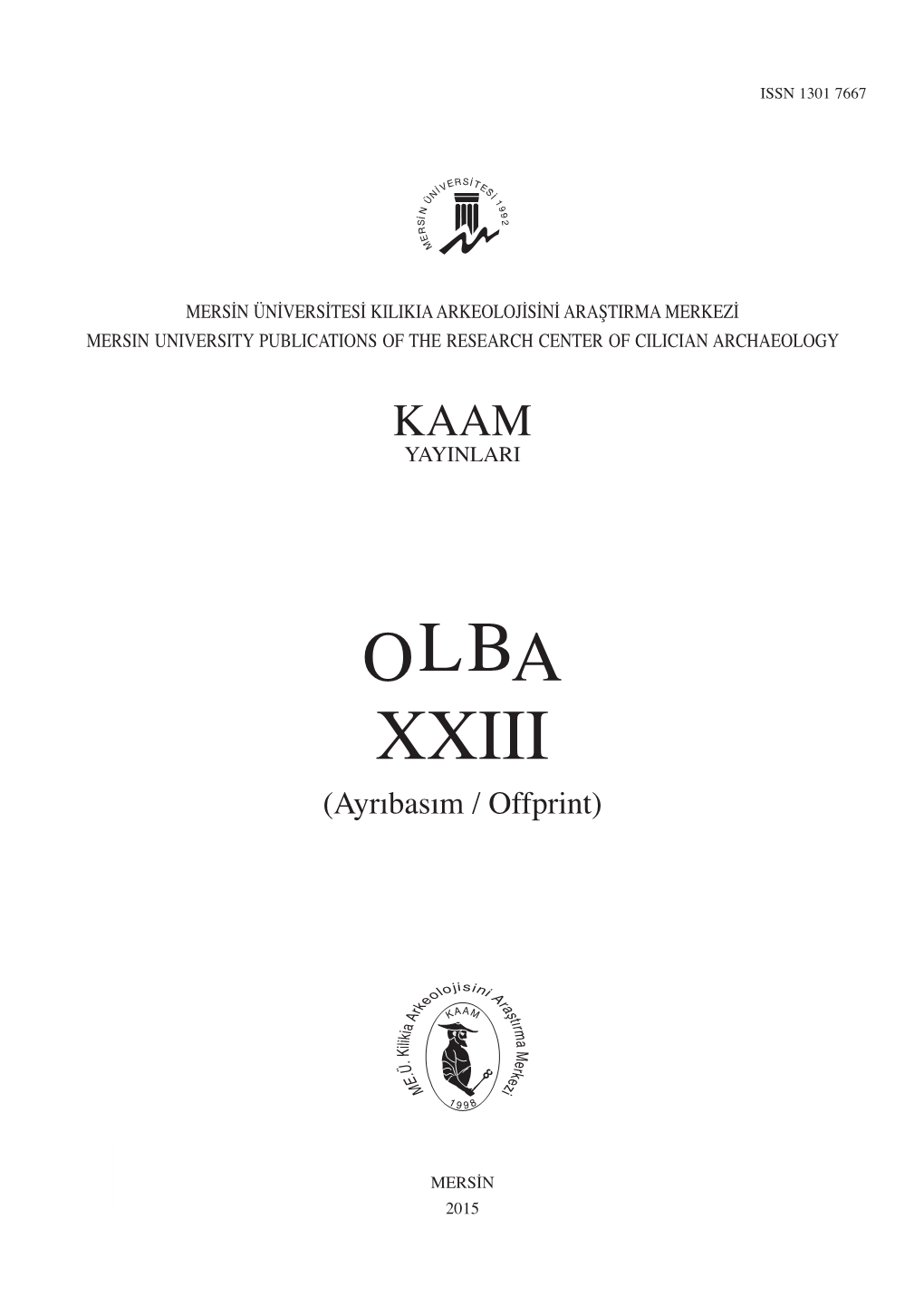 OLBA XXIII (Ayrıbasım / Offprint)
