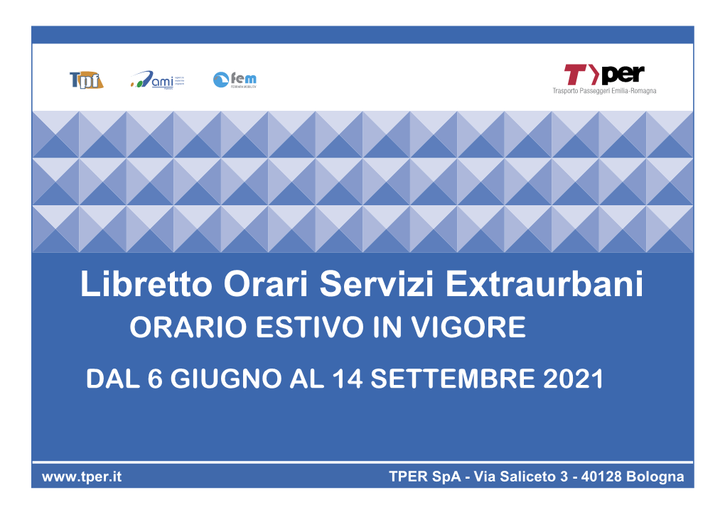 Libretto Orari Servizi Extraurbani Extraurbano 449 Ferrara - Z.I