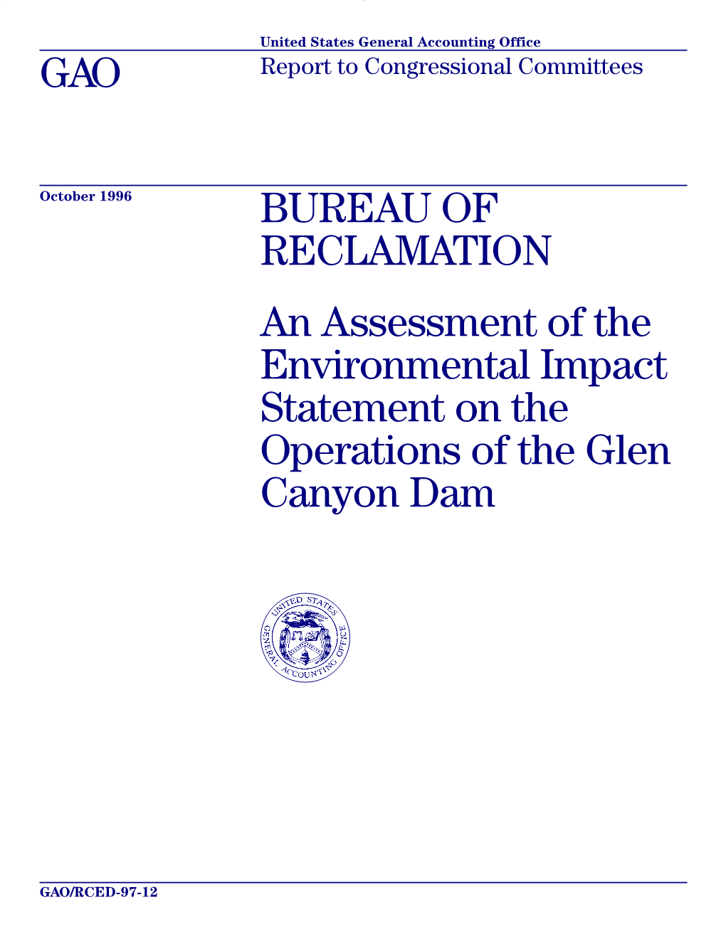 RCED-97-12 Bureau of Reclamation: an Assessment of The