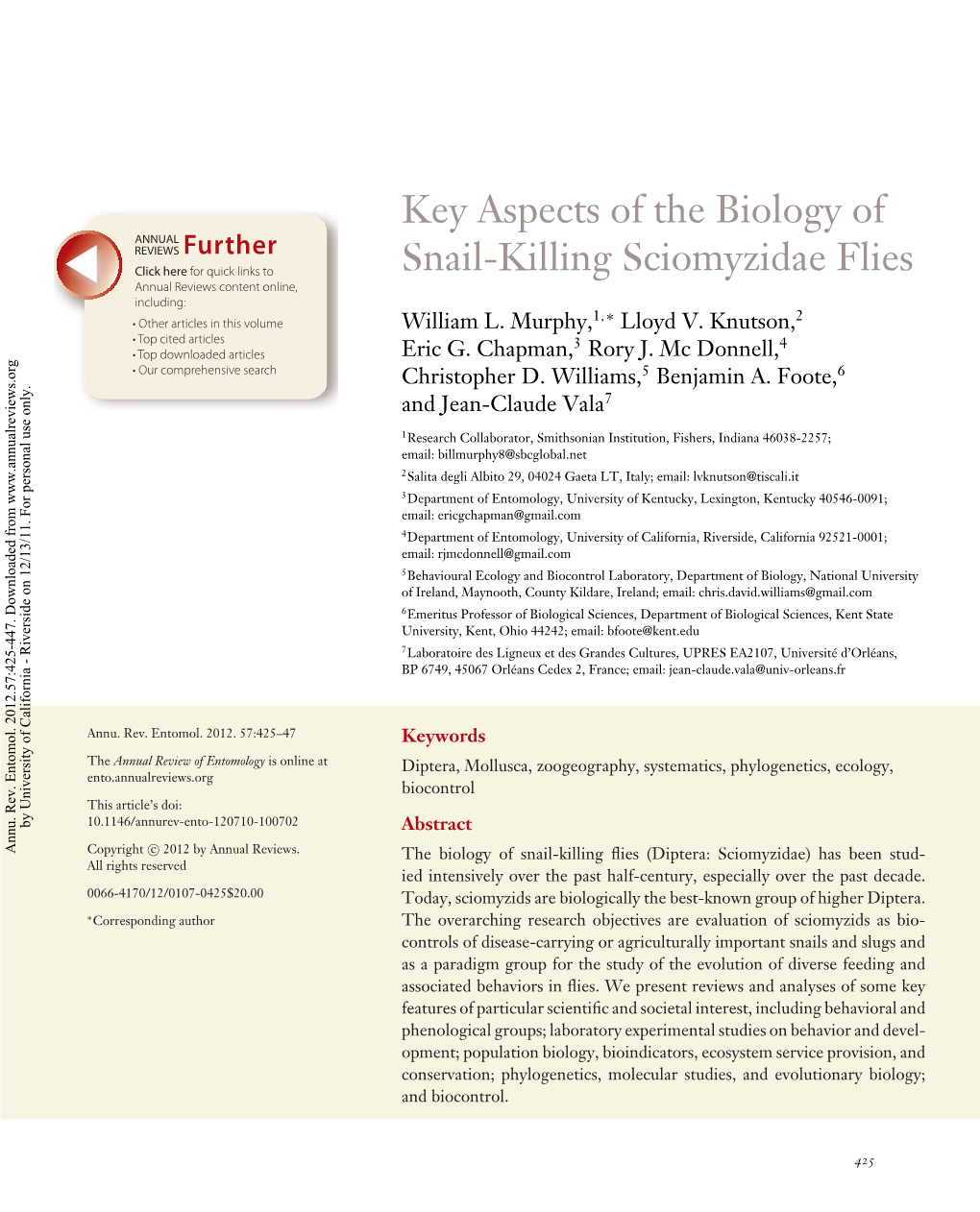 Key Aspects of the Biology of Snail-Killing Sciomyzidae Flies