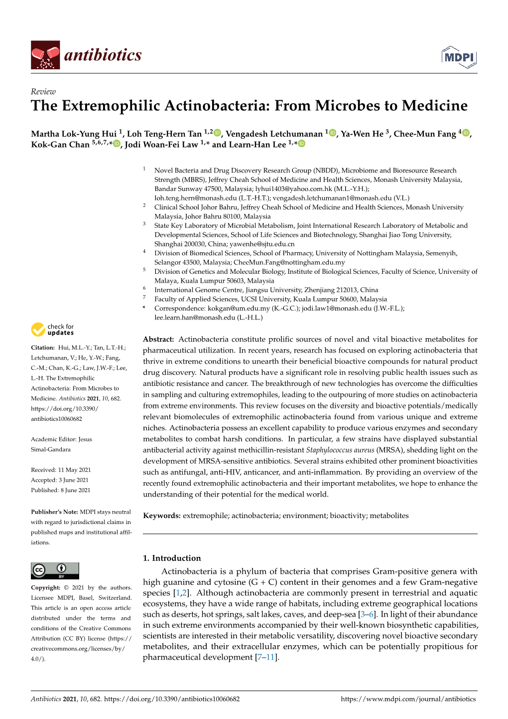 The Extremophilic Actinobacteria: from Microbes to Medicine