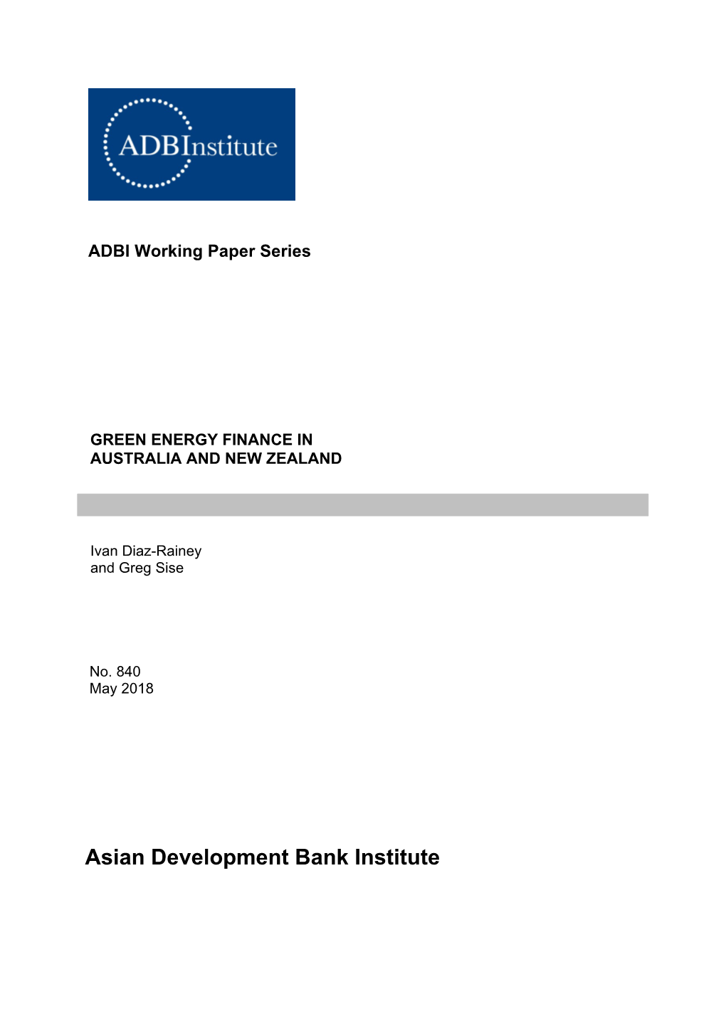 Green Energy Finance in Australia and New Zealand