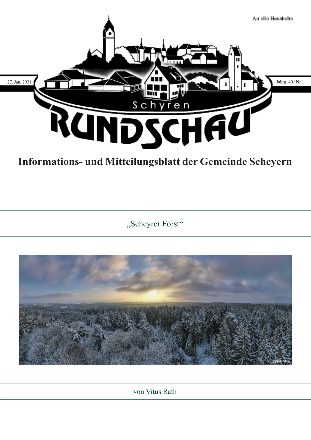 Informations- Und Mitteilungsblatt Der Gemeinde Scheyern