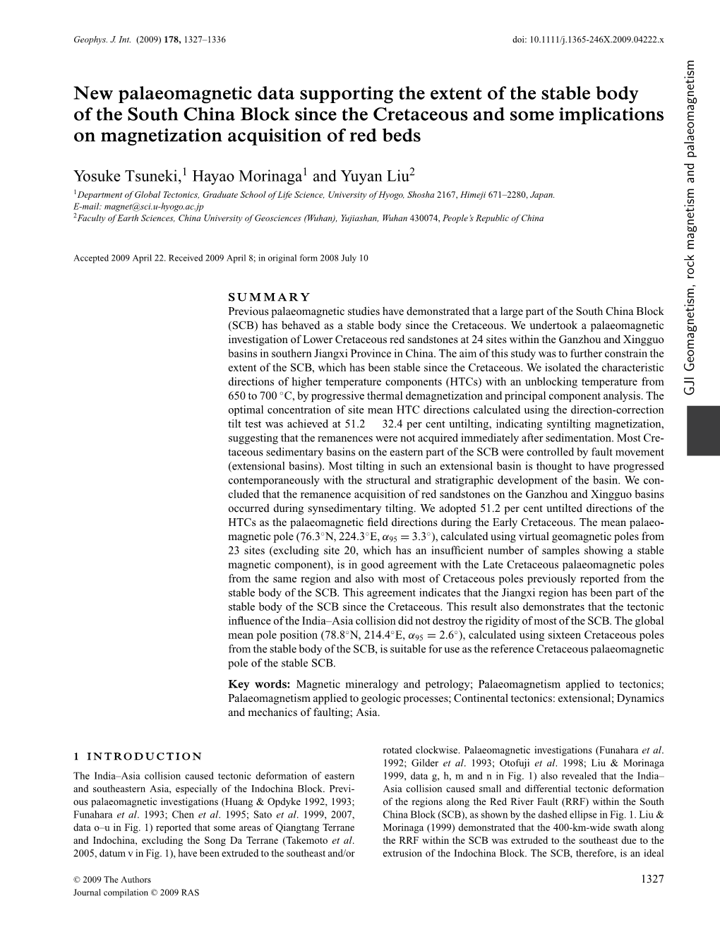 New Palaeomagnetic Data Supporting the Extent of the Stable Body of The