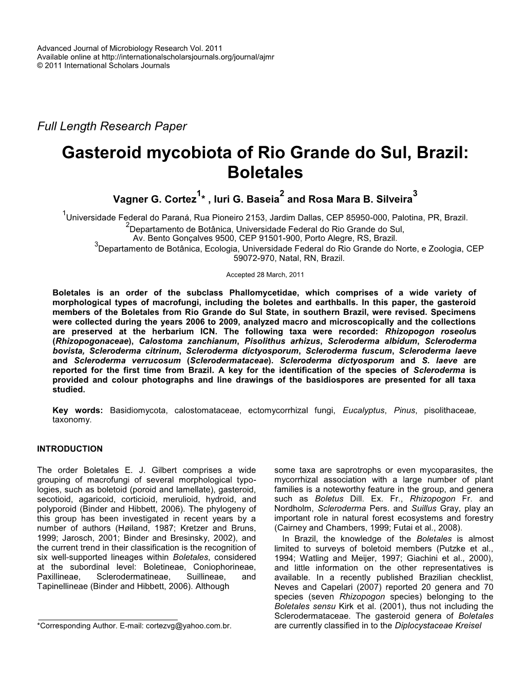 Gasteroid Mycobiota of Rio Grande Do Sul, Brazil: Boletales