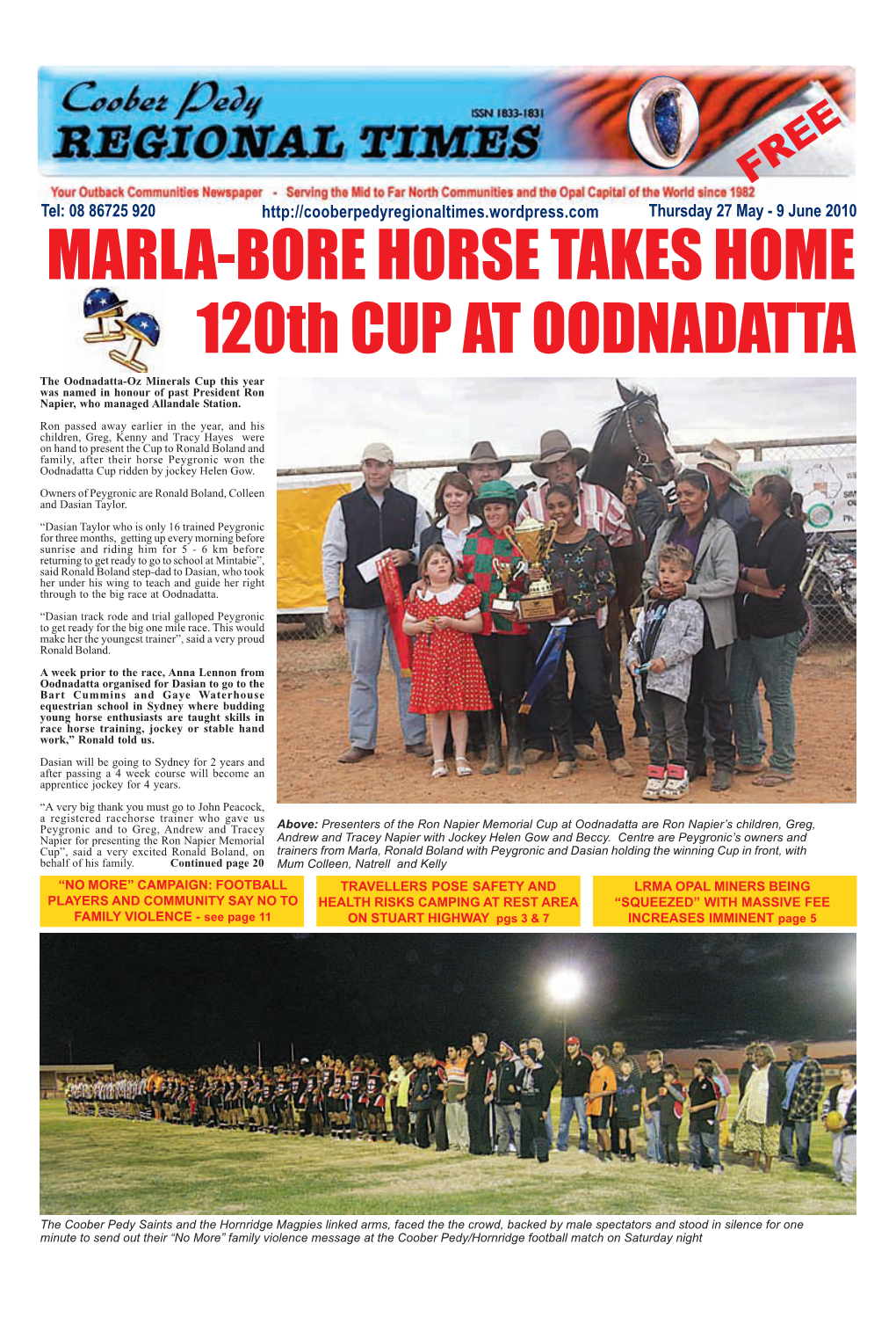 MARLA-BORE HORSE TAKES HOME 120Th CUP at OODNADATTA