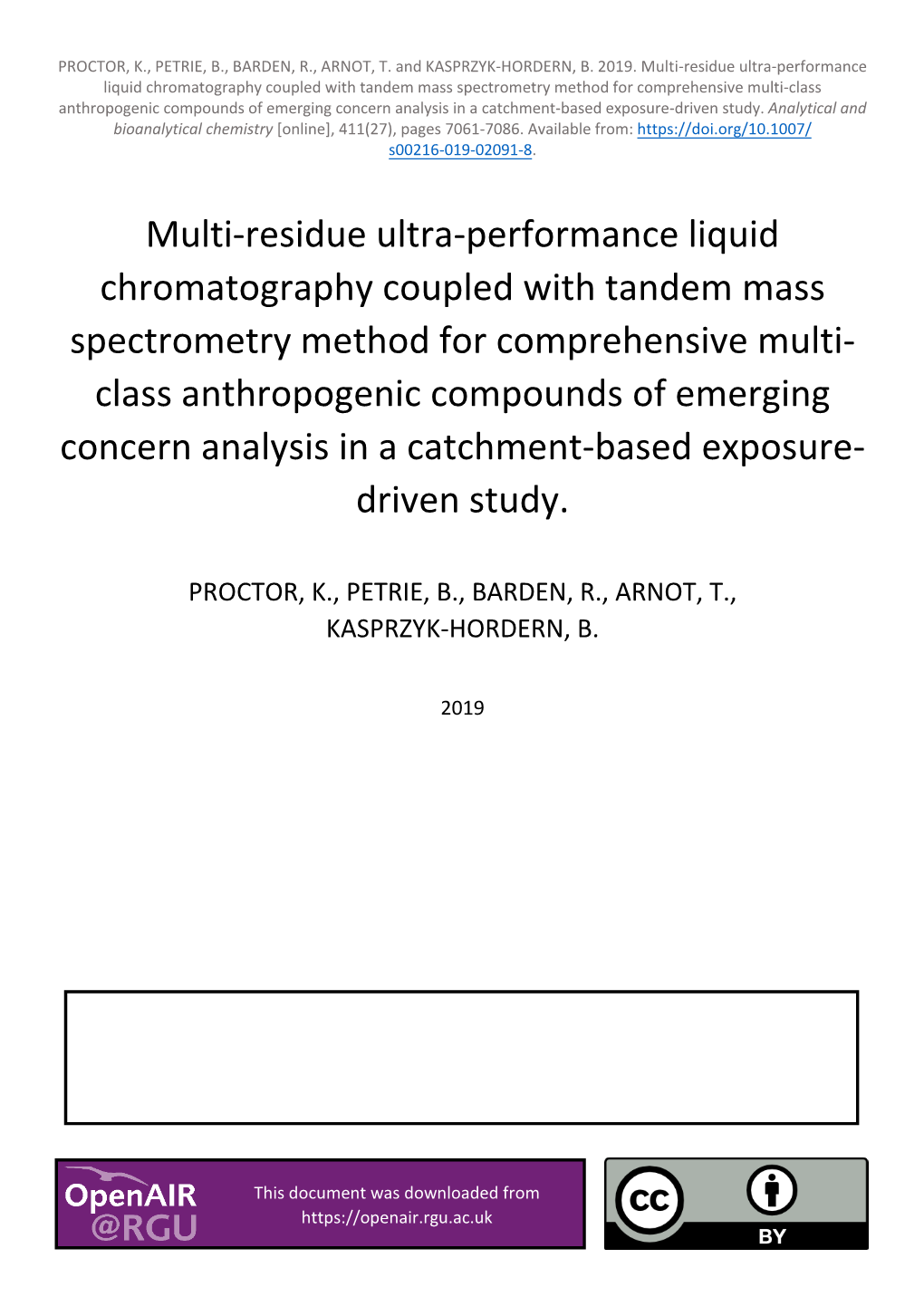 Multi-Residue Ultra-Performance Liquid Chromatography Coupled With