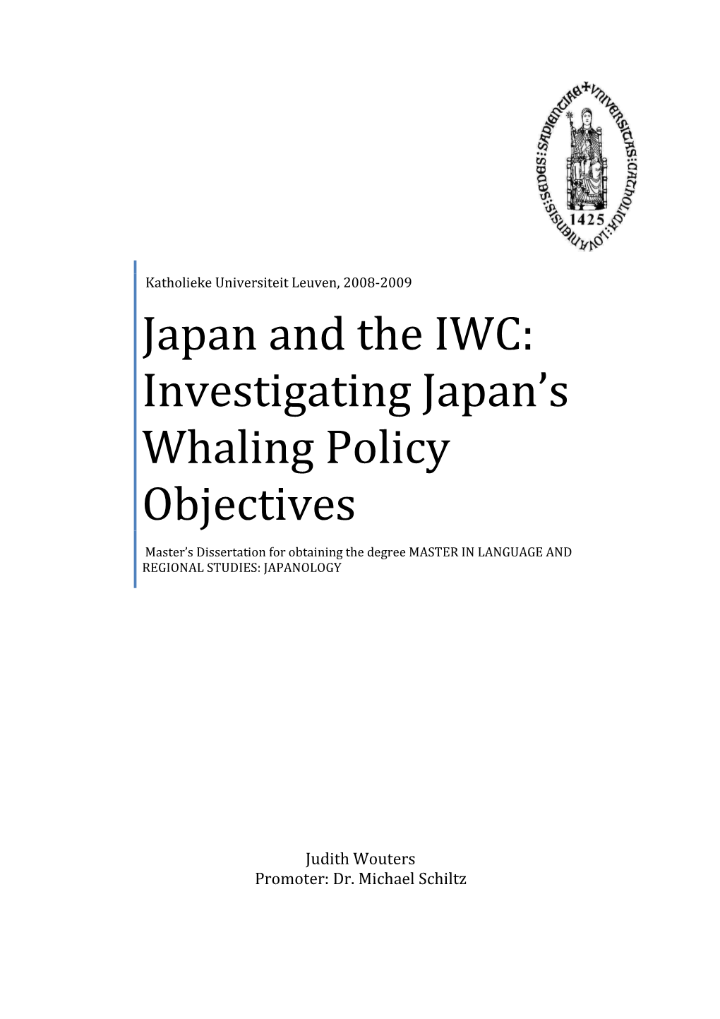 Japan and the IWC: Investigating Japan's Whaling Policy Objectives