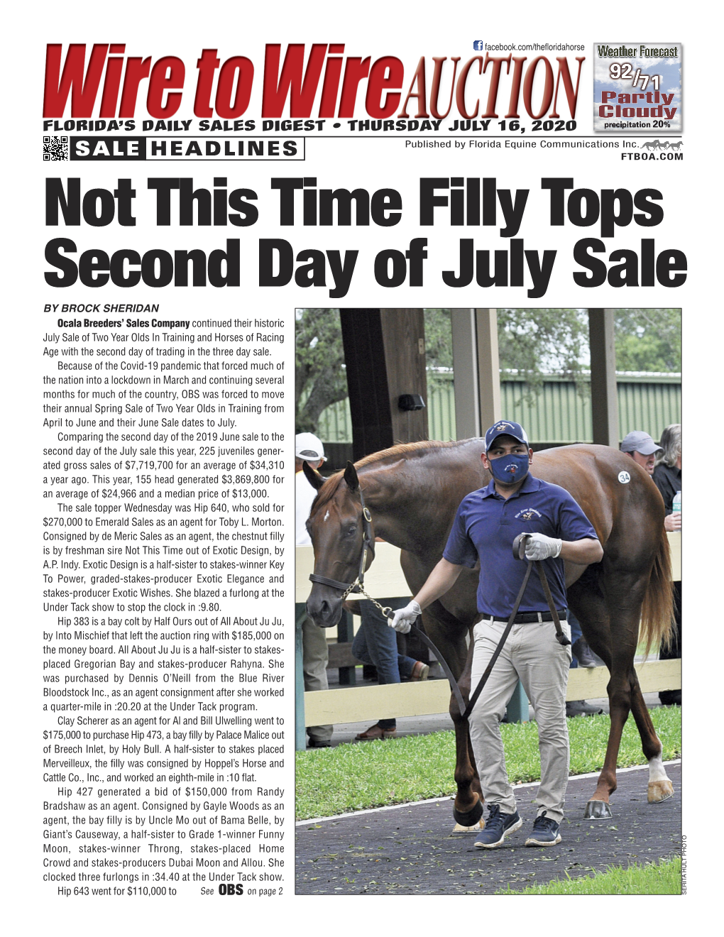 Not This Time Filly Tops Second Day of July Sale