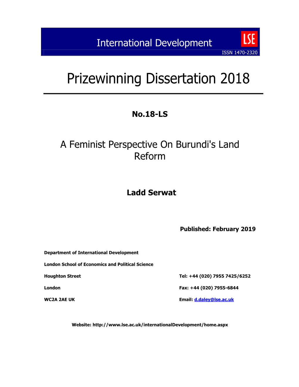 A Feminist Perspective on Burundi's Land Reform