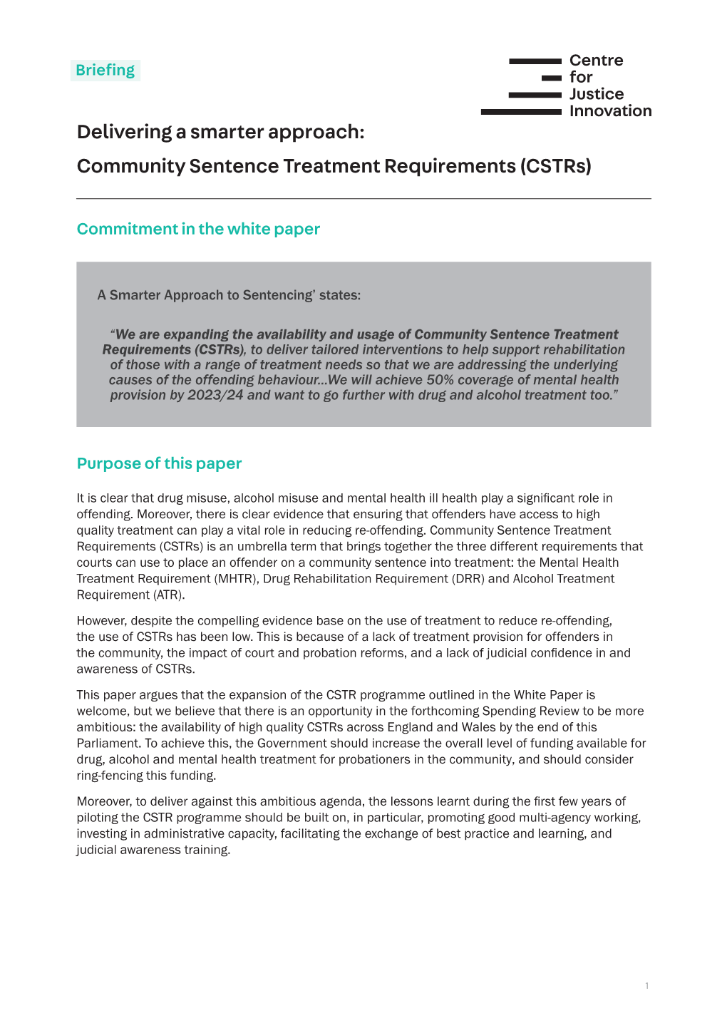 Community Sentence Treatment Requirements (Cstrs)