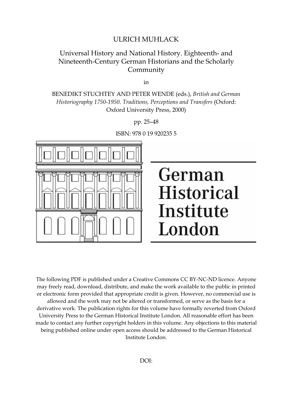 And Nineteenth-Century German Historians and the Scholarly Community