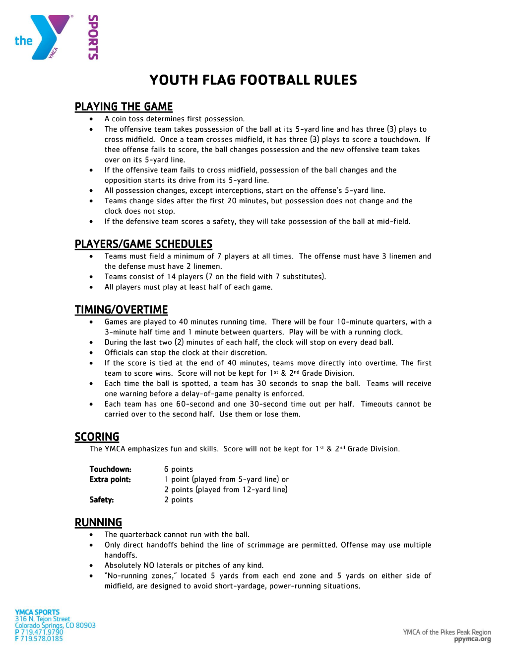 Youth Flag Football Rules