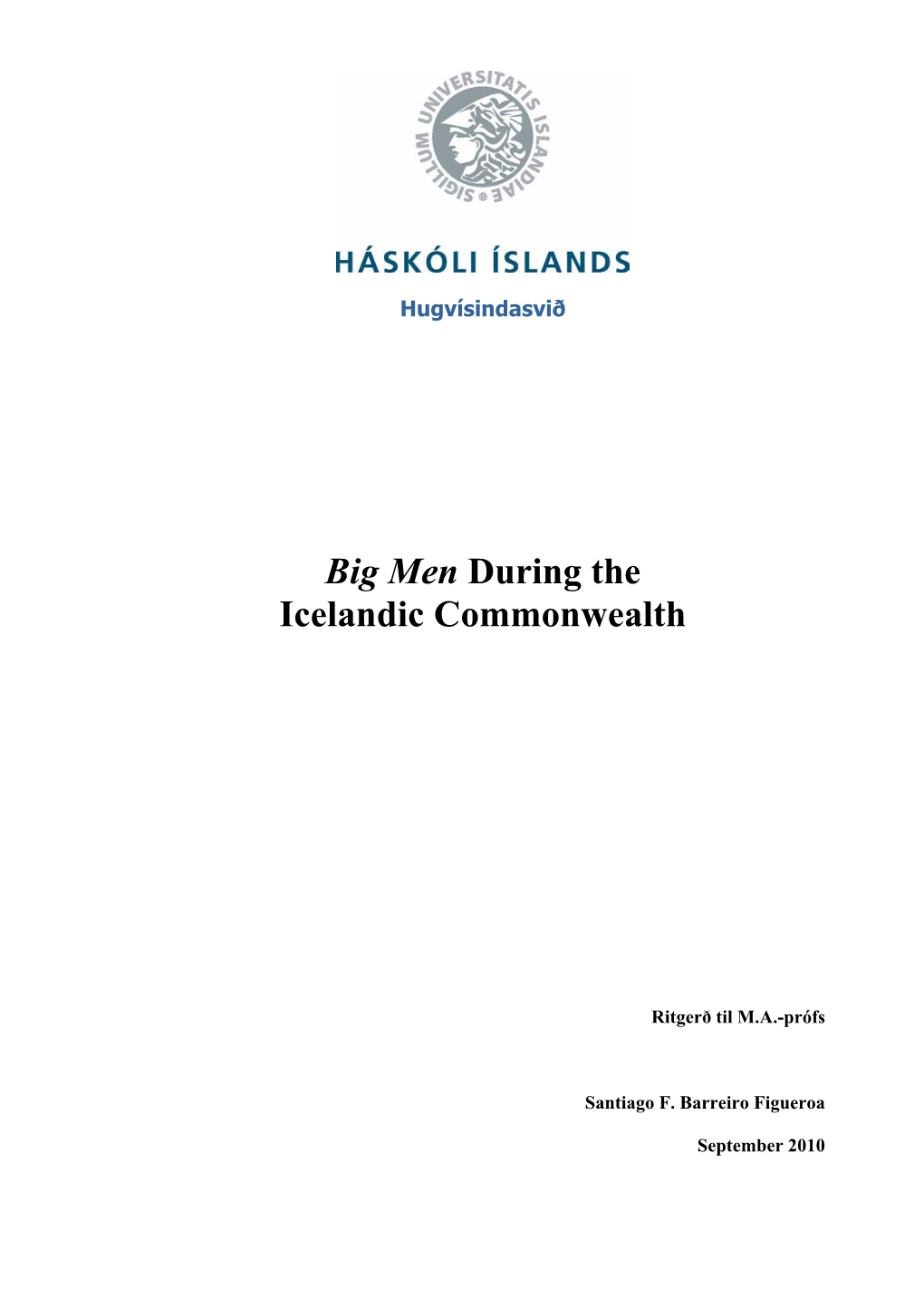 Big Men During the Icelandic Commonwealth