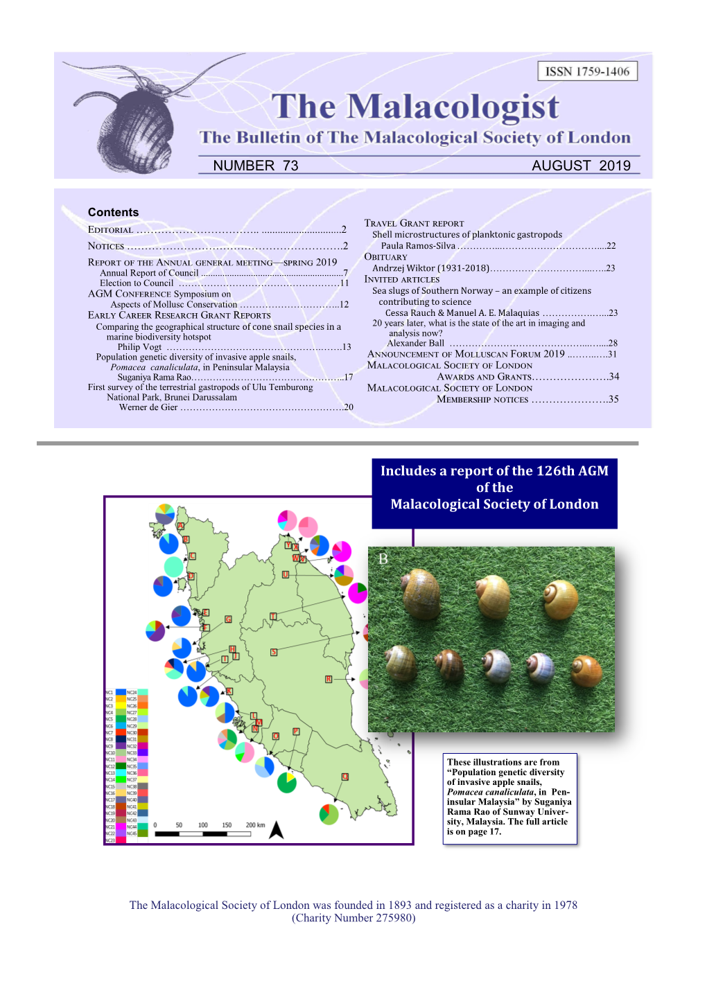 NUMBER 73 AUGUST 2019 Includes a Report of the 126Th AGM of The