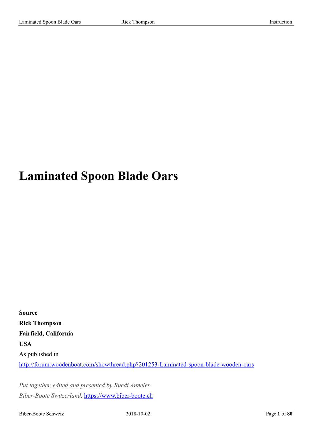 Laminated Spoon Blade Oars Rick Thompson Instruction