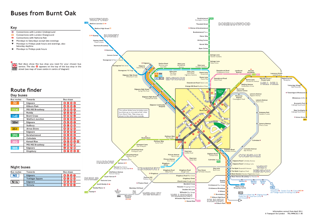 Buses from Burnt Oak Borehamwood 292 WATFORD Rossington Avenue 142 Watford Junction Theobald Street BOREHAMWOOD Key Watford High Street Elstree & Borehamwood