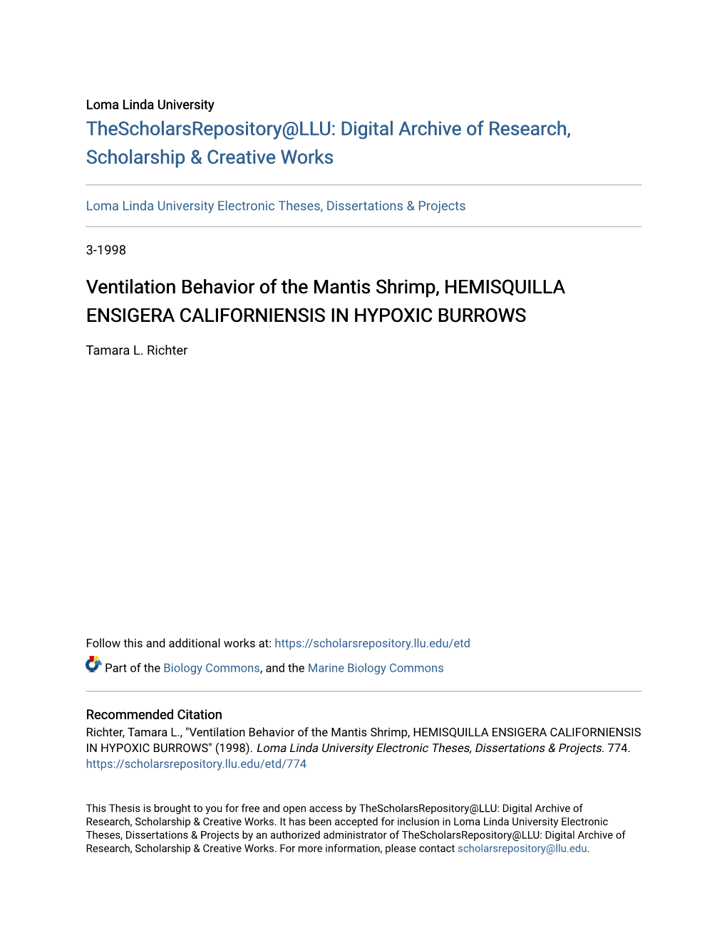 Ventilation Behavior of the Mantis Shrimp, HEMISQUILLA ENSIGERA CALIFORNIENSIS in HYPOXIC BURROWS