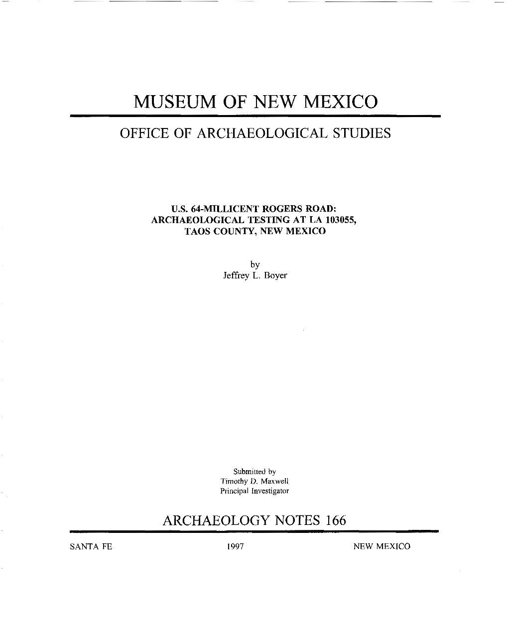 Museum of New Mexico Office of Archaeological Studies