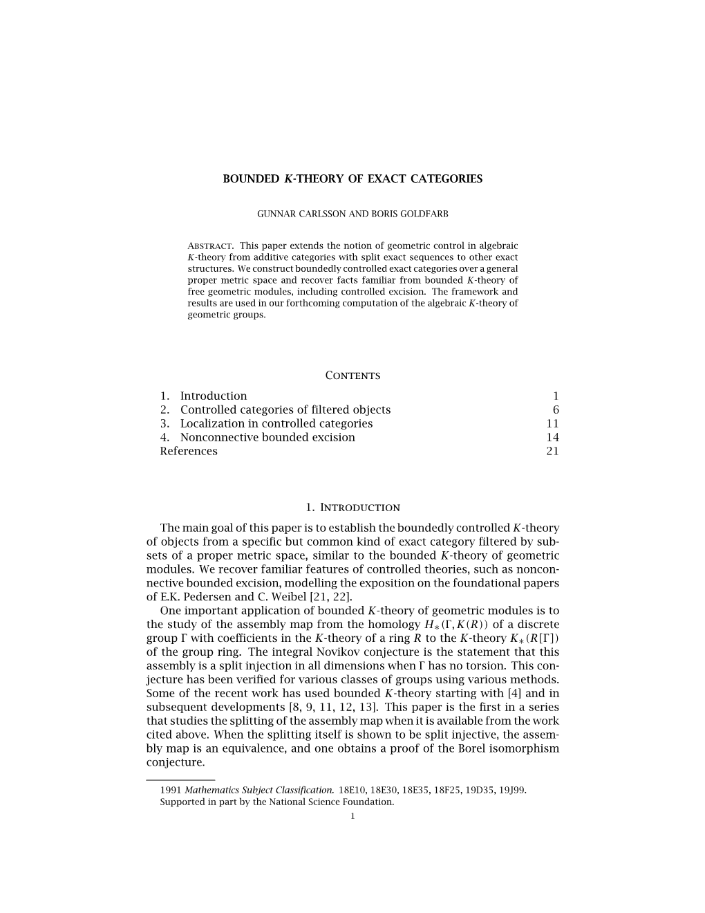 BOUNDED K-THEORY of EXACT CATEGORIES Contents 1