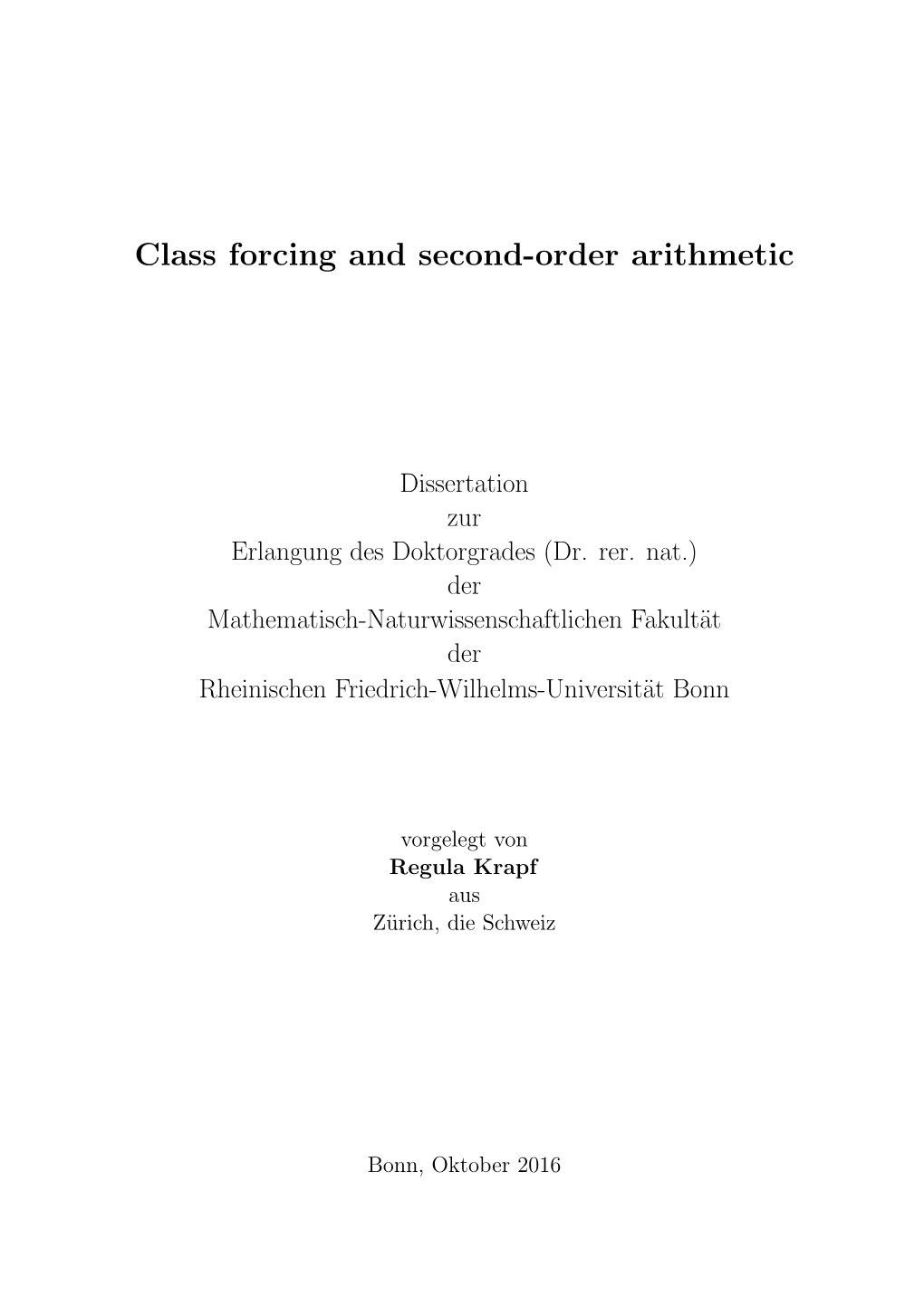 Class Forcing and Second-Order Arithmetic