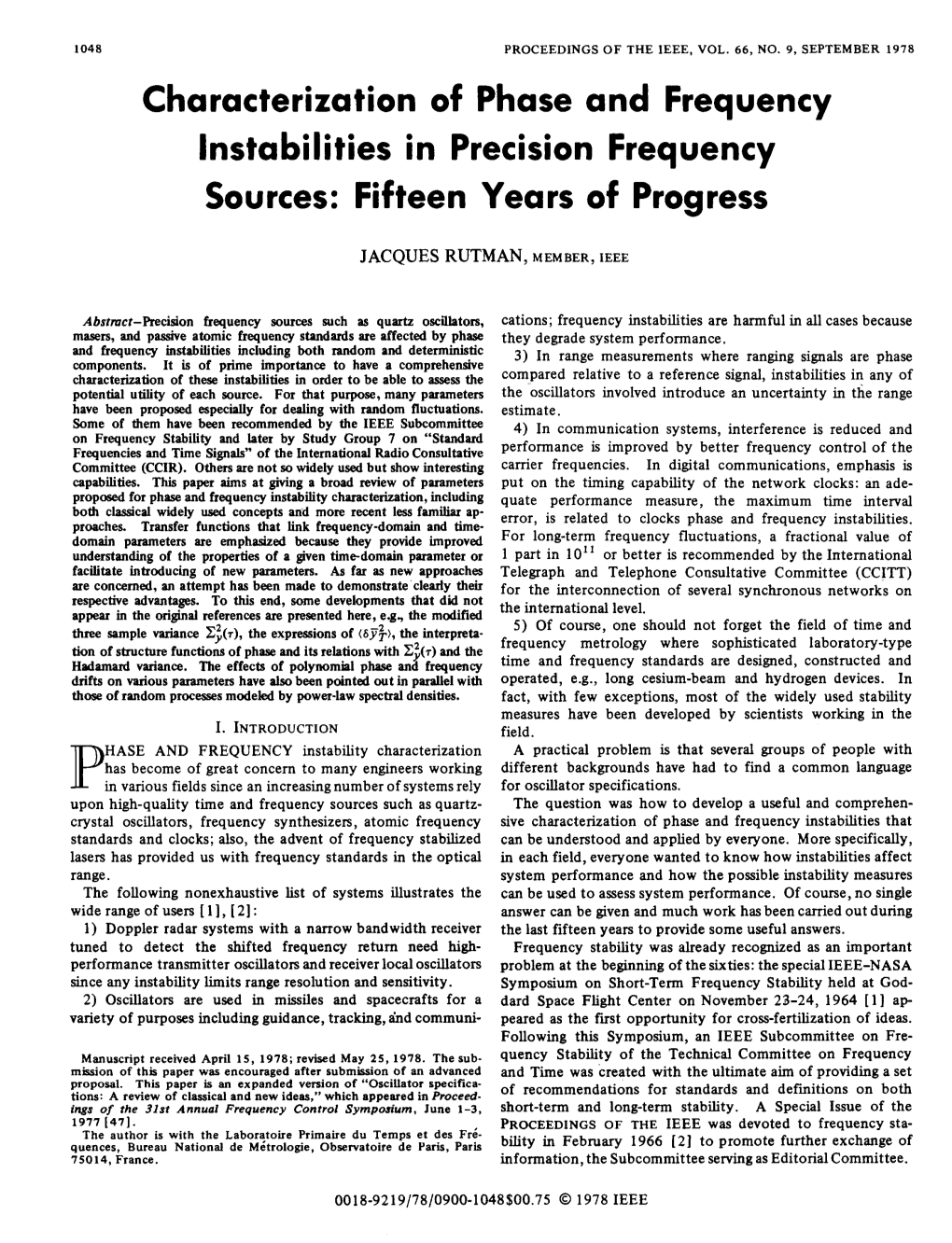 Characterization of Phase and Frequency Instabilities in Precision Frequency Sources: Fifteen Years of Progress