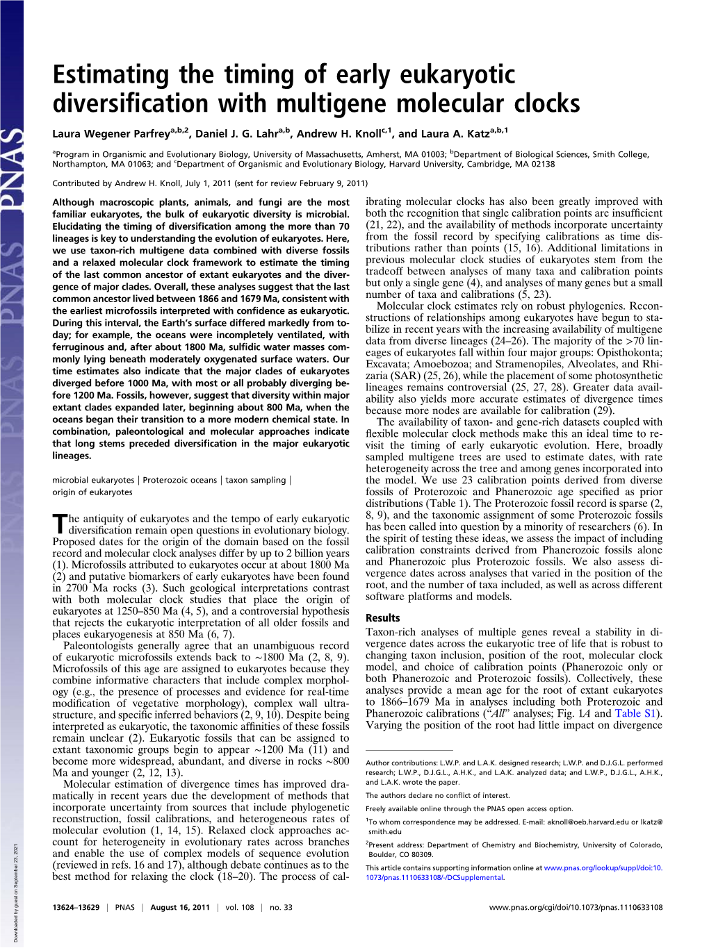 Estimating the Timing of Early Eukaryotic Diversification With