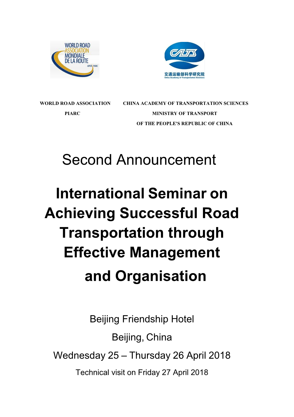 Second Announcement International Seminar on Achieving Successful