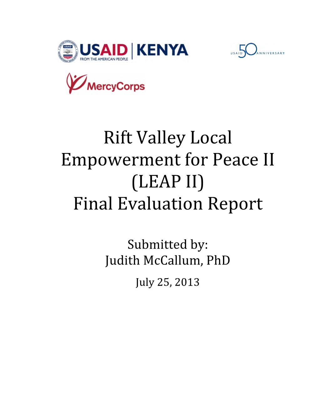 Rift Valley Local Empowerment for Peace II (LEAP II) Final Evaluation Report