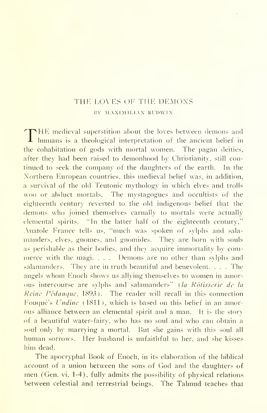 THE Medieval Superstition About the Lo\Es Between Demons