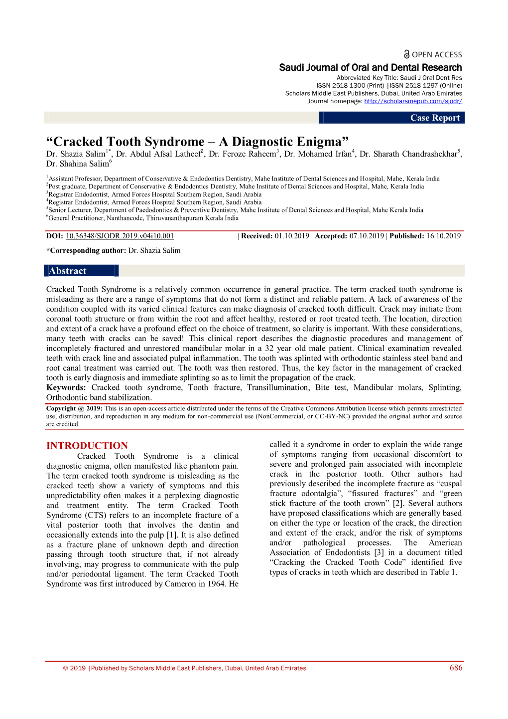 “Cracked Tooth Syndrome – a Diagnostic Enigma” Dr