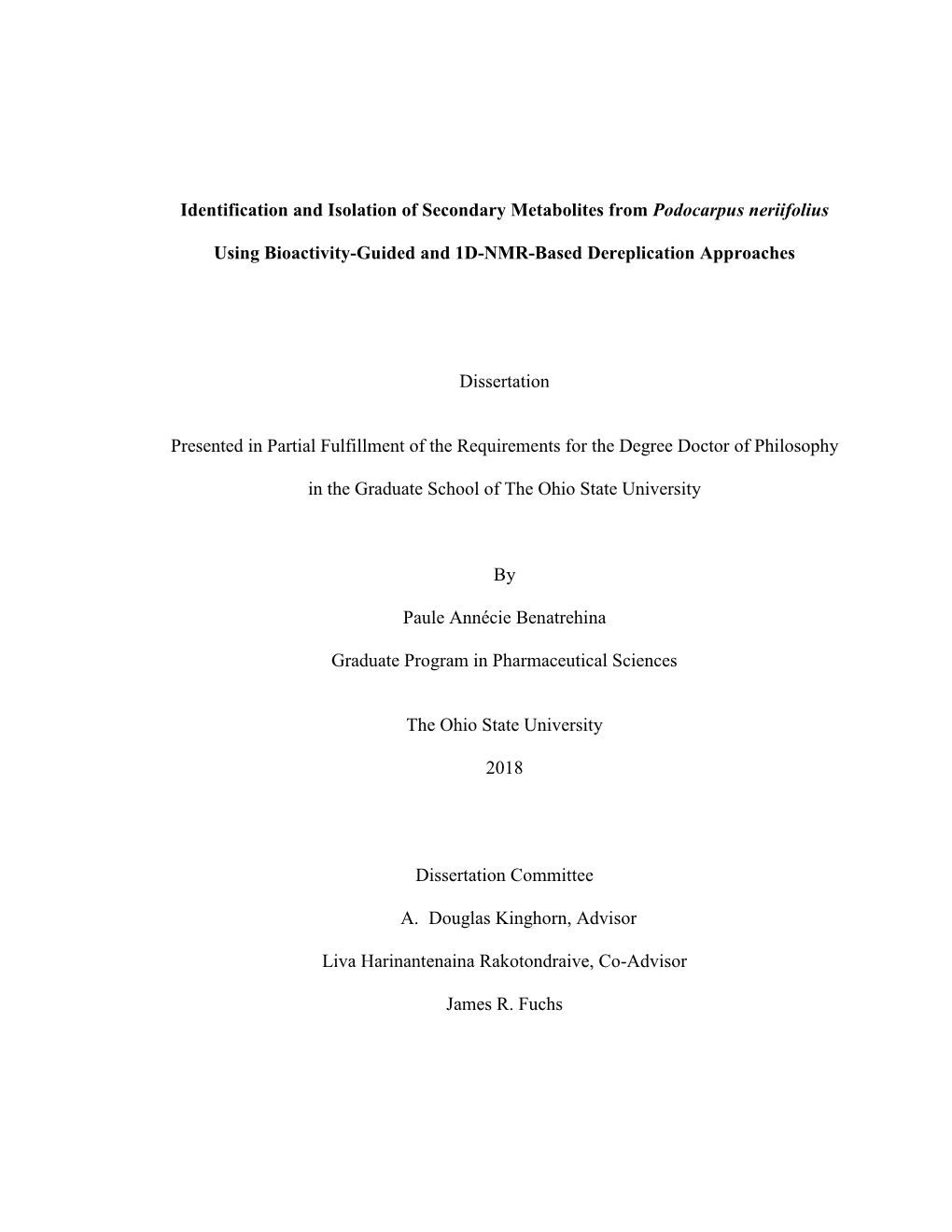 1 Identification and Isolation of Secondary Metabolites From