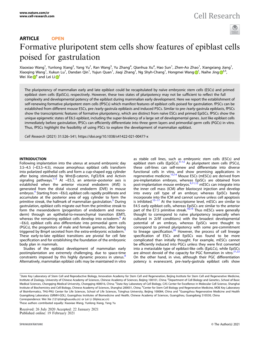 Formative Pluripotent Stem Cells Show Features of Epiblast Cells Poised for Gastrulation